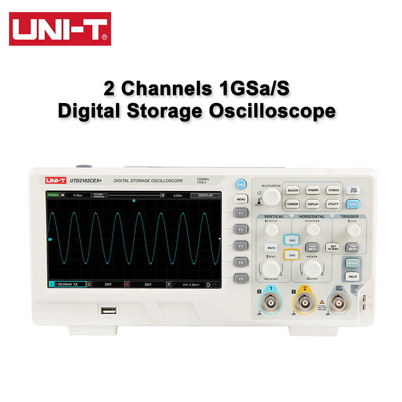 Digital Storage Oscilloscope 100Mhz - Oscilloscopio digitale UNI-T UTD2102CEX+ 100 MHz