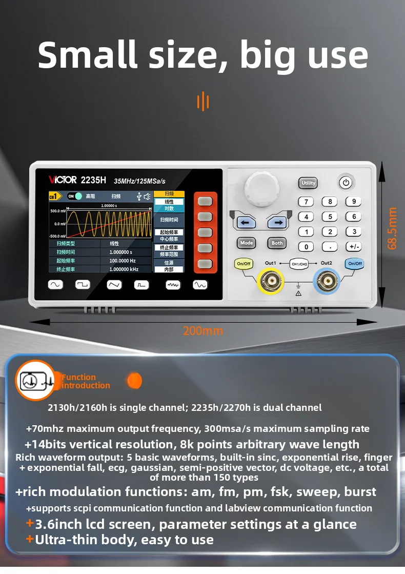 Generatore di Segnali VICTOR a - Function Arbitrary Waveform Generator recensione e prezzo