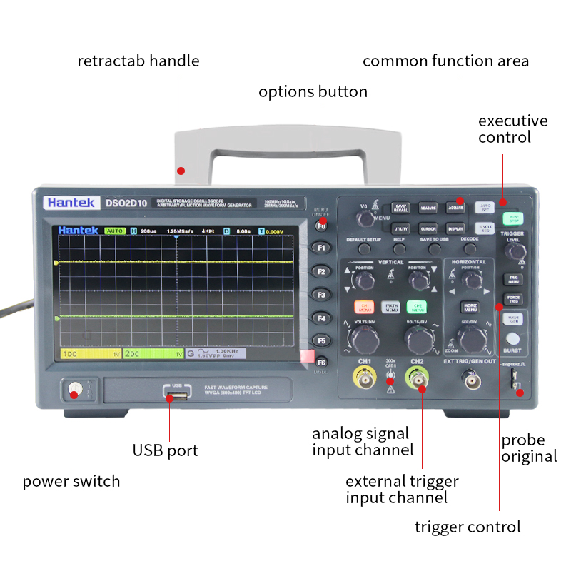 Oscilloscopio Digitale Hantek  - Digital Storage Oscilloscope 100Mhz recensione e prezzo