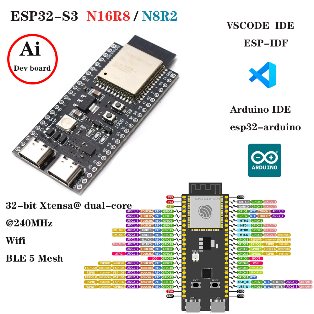 Schede di Sviluppo ESP32-S3 co - Esp32 S3 Development Board Lot recensione e prezzo